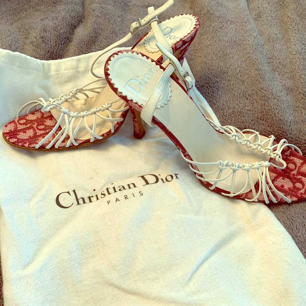Dior Red Sling Girly Logo Monogram Slingback Pump